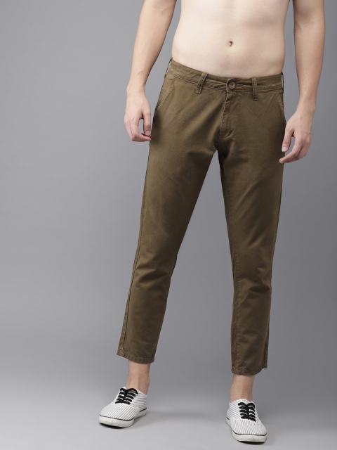 

HERE&NOW Men Brown Slim Fit Solid Cropped Chinos