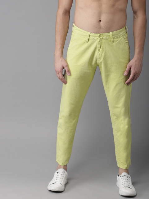 

HERE&NOW Men Yellow Slim Fit Solid Cropped Chinos