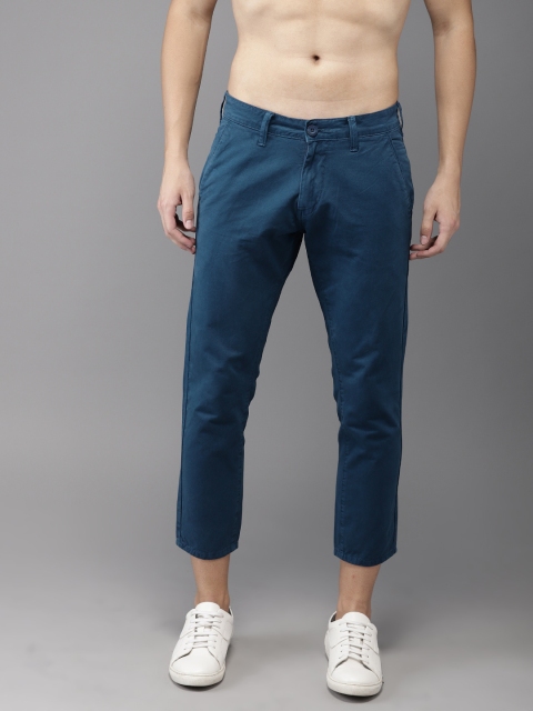 

HERE&NOW Men Teal Regular Fit Solid Cropped Chinos