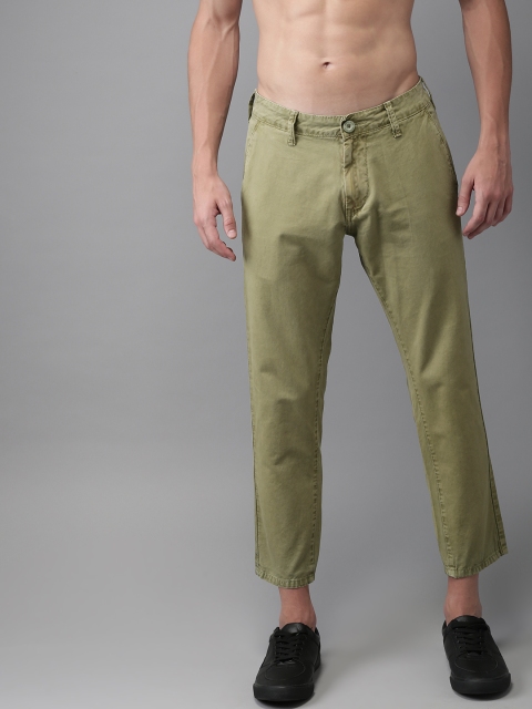 

HERE&NOW Men Olive Green Slim Fit Solid Chinos