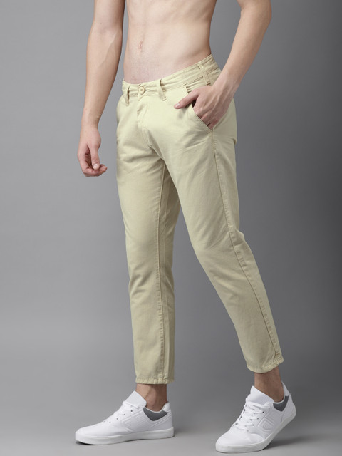 

HERE&NOW Men Beige Slim Fit Solid Cropped Chinos