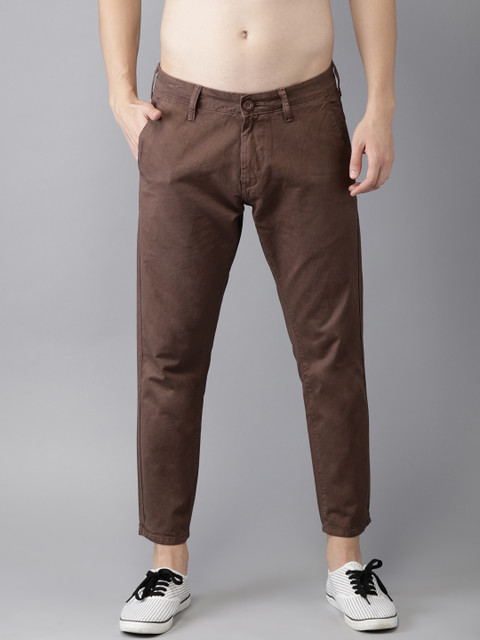 

HERE&NOW Men Brown Slim Fit Solid Cropped Chinos