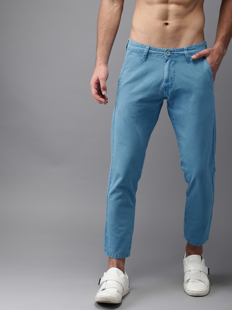 

HERE&NOW Men Blue Slim Fit Solid Cropped Chinos