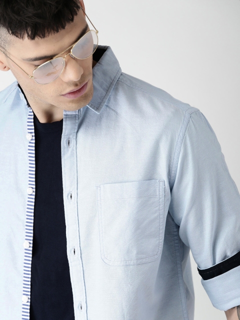 

Harvard Men Blue Regular Fit Solid Casual Shirt