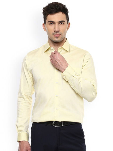 

Peter England Elite Men Yellow Slim Fit Self Design Formal Shirt