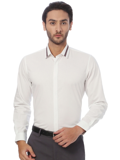 

Peter England Men White Slim Fit Solid Formal Shirt