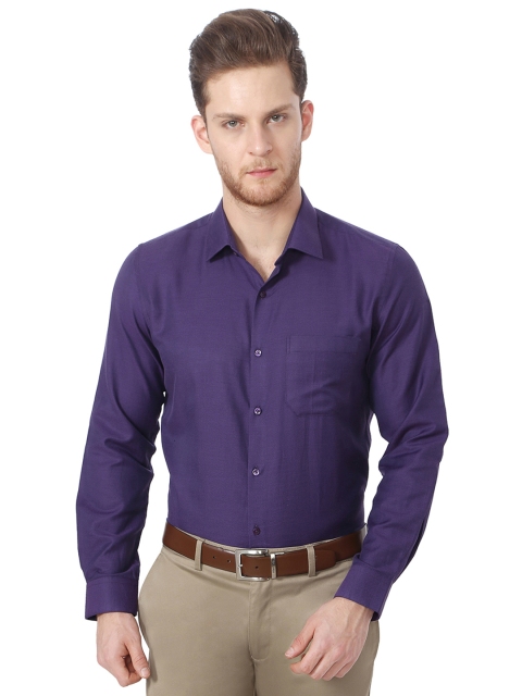 

Peter England Men Purple Slim Fit Self Design Formal Shirt