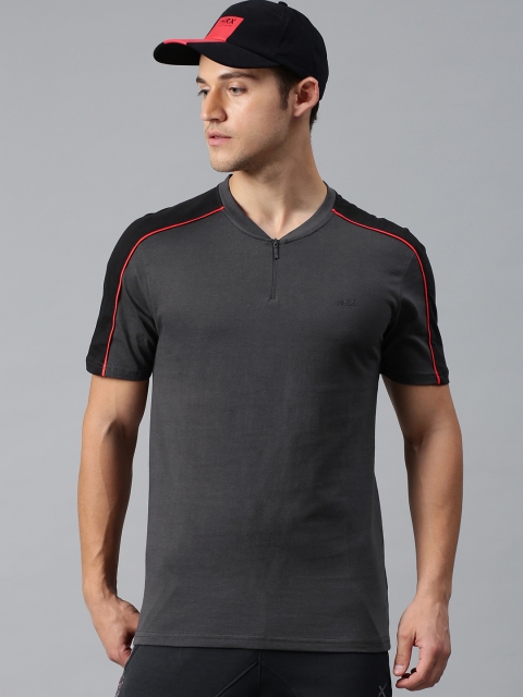 

HRX by Hrithik Roshan Men Athleisure Charcoal Grey Solid T-shirt