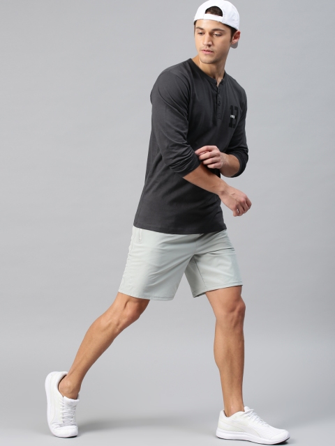 

HRX by Hrithik Roshan Men Grey Solid Henley Neck Athleisure T-shirt