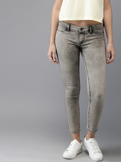 

HERE&NOW Women Grey Ankle Skinny Fit Clean Look Stretchable Denim Jeggings