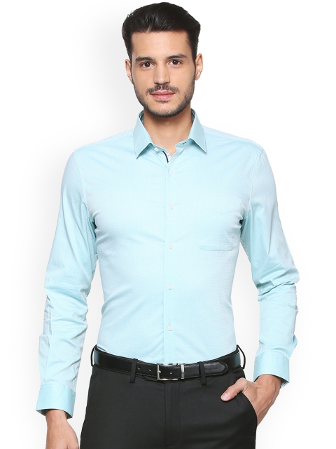 

Peter England Men Blue Slim Fit Self Design Formal Shirt
