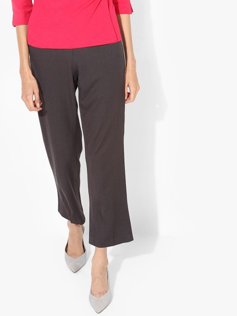 

Marks & Spencer Women Charcoal Grey Straight Fit Solid Cropped Trousers