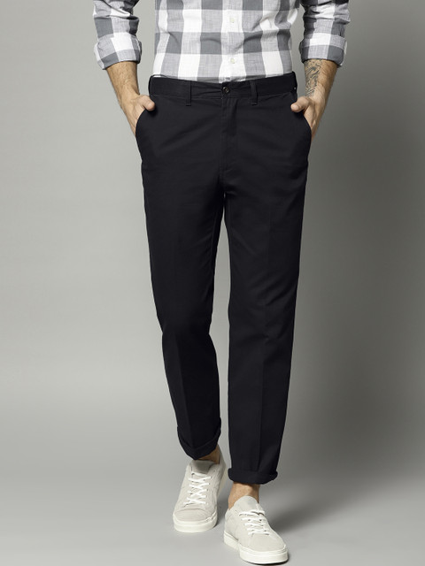 

Marks & Spencer Men Navy Blue Regular Fit Solid Regular Trousers