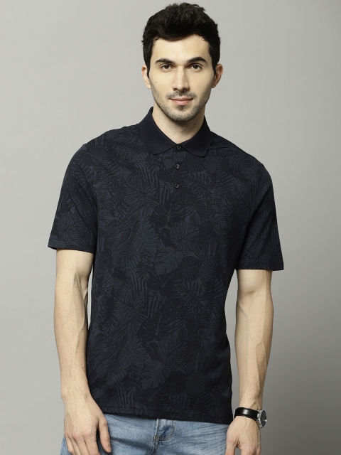 

Marks & Spencer Men Navy Printed Polo Collar T-shirt, Navy blue