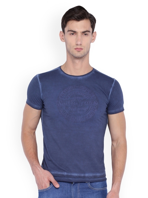 

Solly Jeans Co. Men Navy Blue Solid Round Neck T-shirt