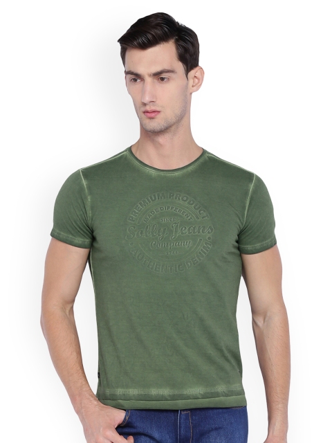 

Solly Jeans Co. Men Green Solid Round Neck T-shirt