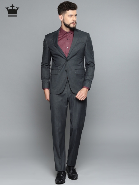 

Louis Philippe Grey Solid Single-Breasted Milano Slim Fit Formal Suit