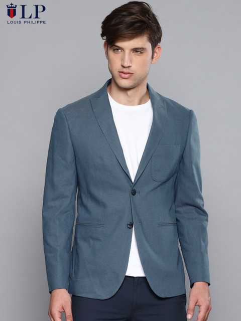 

Louis Philippe Sport Blue Printed Single-Breasted Casual Blazer