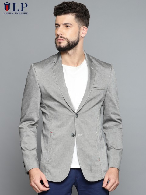 

Louis Philippe Sport Grey Self-Design John Fit Single-Breasted Casual Blazer