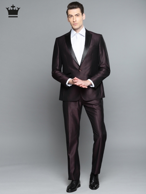 

Louis Philippe Maroon Solid Single-Breasted Ultra Fit Party Suit