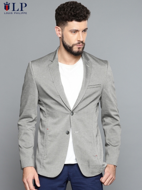 

Louis Philippe Sport Grey Self-Design Steven Fit Single-Breasted Causal Blazer