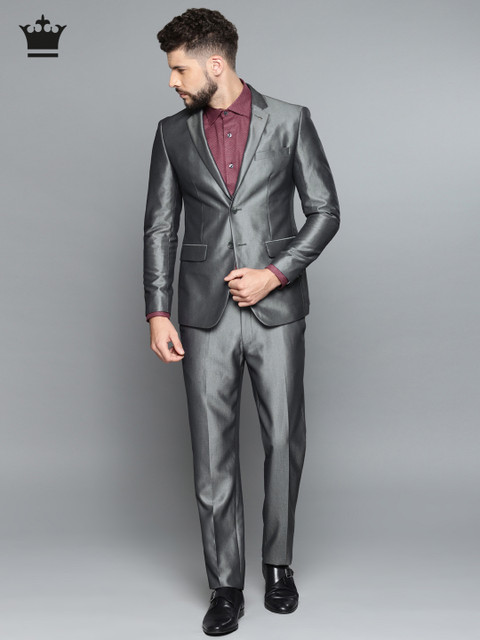 

Louis Philippe Grey Solid Single-Breasted Milano Fit Formal Suit