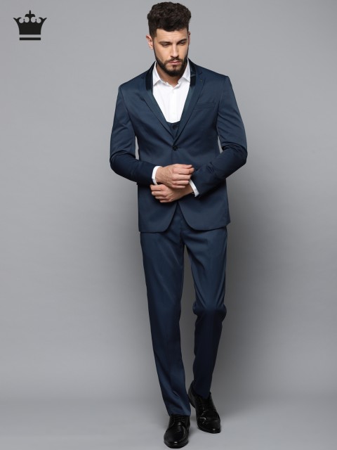 

Louis Philippe Men Blue Self-Design Single-Breasted Milano Slim Fit Formal Suit