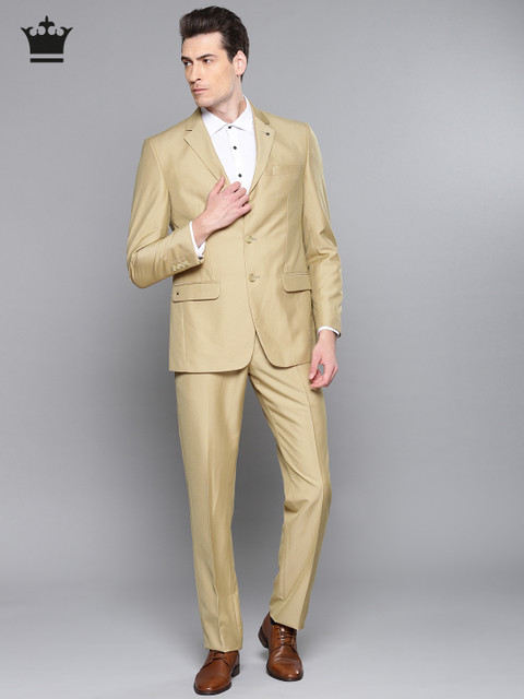 

Louis Philippe Beige Single-Breasted Ultra Fit Self-Design Suit