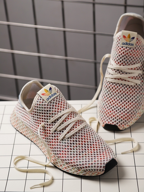 

Adidas Originals Men Cream & Peach-Coloured Deerupt Pride Sneakers