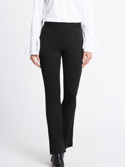 

Marks & Spencer Women Black Regular Fit Solid Parallel Trousers
