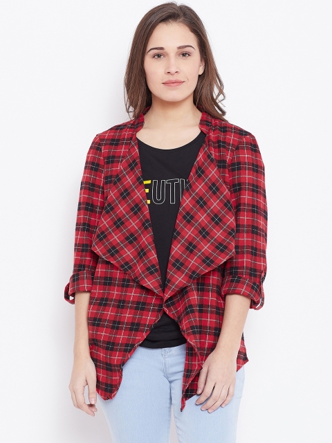 

Vero Moda Red & Black Checked Waterfall Shrug