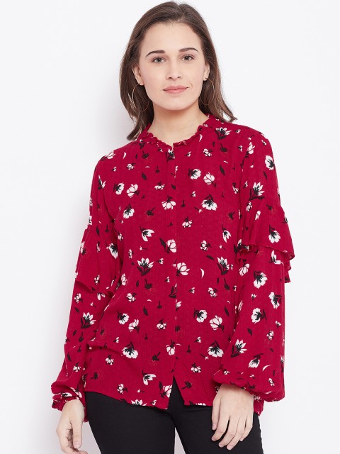 

Vero Moda Women Red Printed Shirt Style Top