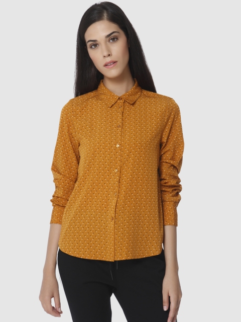 

Vero Moda Women Mustard Yellow Regular Fit Printed Casual Shirt