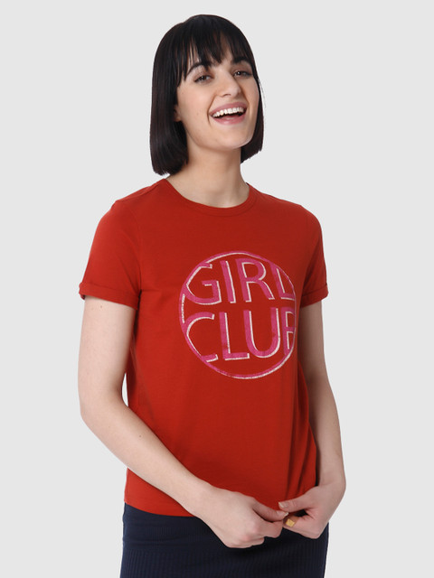 

Vero Moda Women Red Printed Round Neck T-shirt