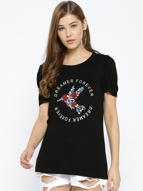 

Vero Moda Women Black Printed Round Neck T-shirt