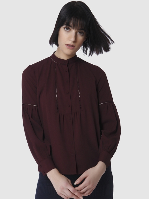 

Vero Moda Women Burgundy Solid Shirt Style Top
