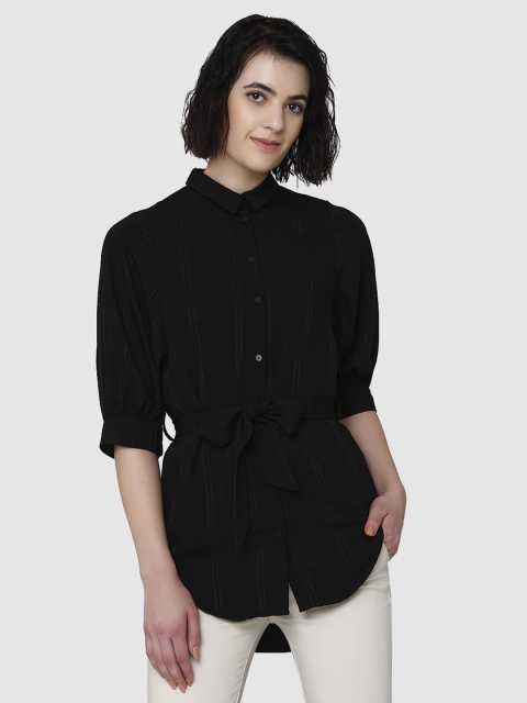 

Vero Moda Women Black Regular Fit Checked Casual Shirt