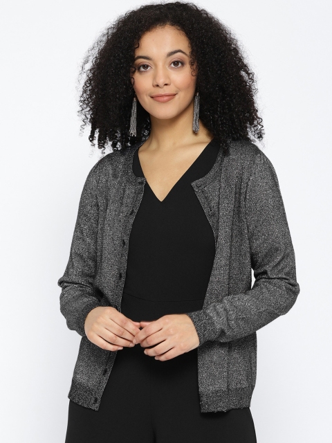 

Vero Moda Women Black & Silver Shimmery Cardigan