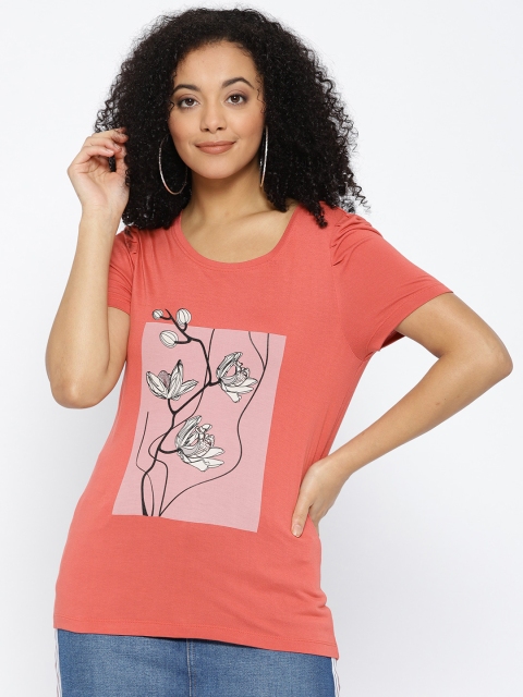 

Vero Moda Women Rust Printed Round Neck T-shirt