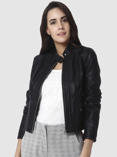 

Vero Moda Women Black Solid Biker Jacket