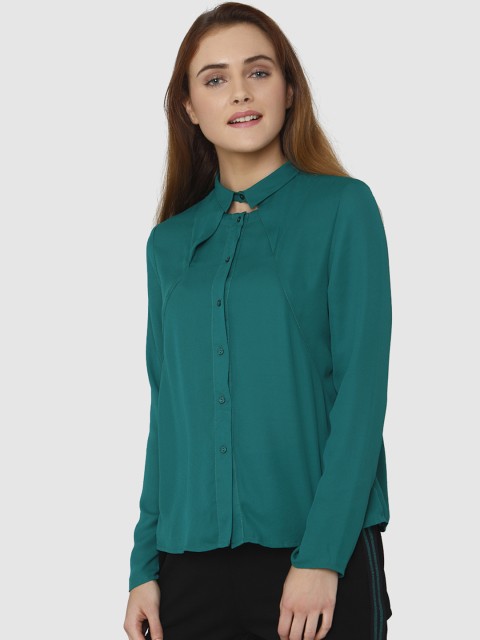 

Vero Moda Women Green Regular Fit Solid Casual Shirt