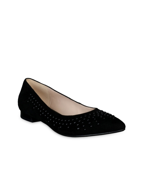 

Clarks Women Black Solid Suede Ballerinas Flats