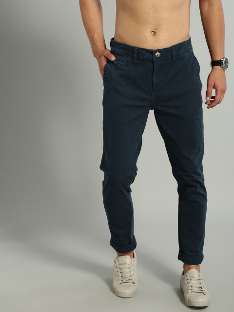 

Roadster Men Navy Blue Regular Fit Solid Trousers