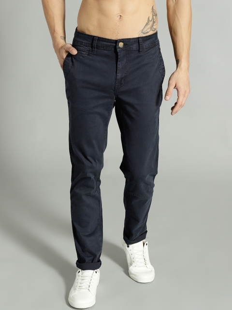 

Roadster Men Navy Regular Fit Solid Trousers, Navy blue