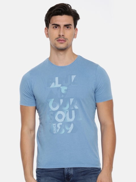 

Killer Men Blue Printed Round Neck T-shirt