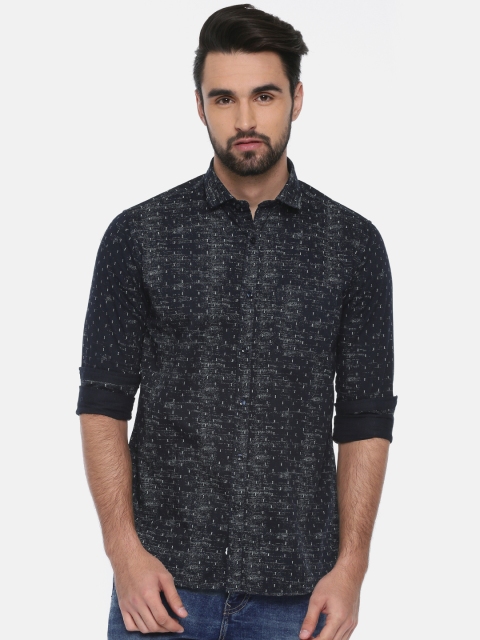 

Killer Men Navy Blue & White Slim Fit Printed Casual Shirt