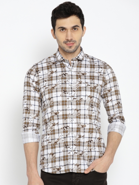 

Killer Men Khaki & White Slim Fit Printed Casual Shirt