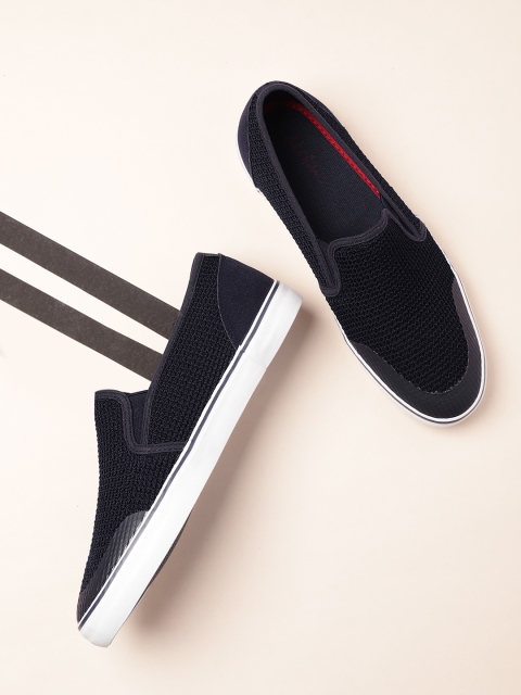 

Mast & Harbour Men Navy Blue & Black Slip-On Sneakers