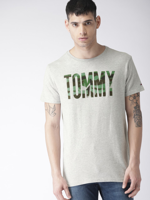 

Tommy Hilfiger Men Grey Printed Round Neck T-shirt