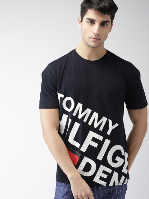 

Tommy Hilfiger Men Black Printed Round Neck T-shirt